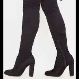 thigh high, over the knee black suede boots